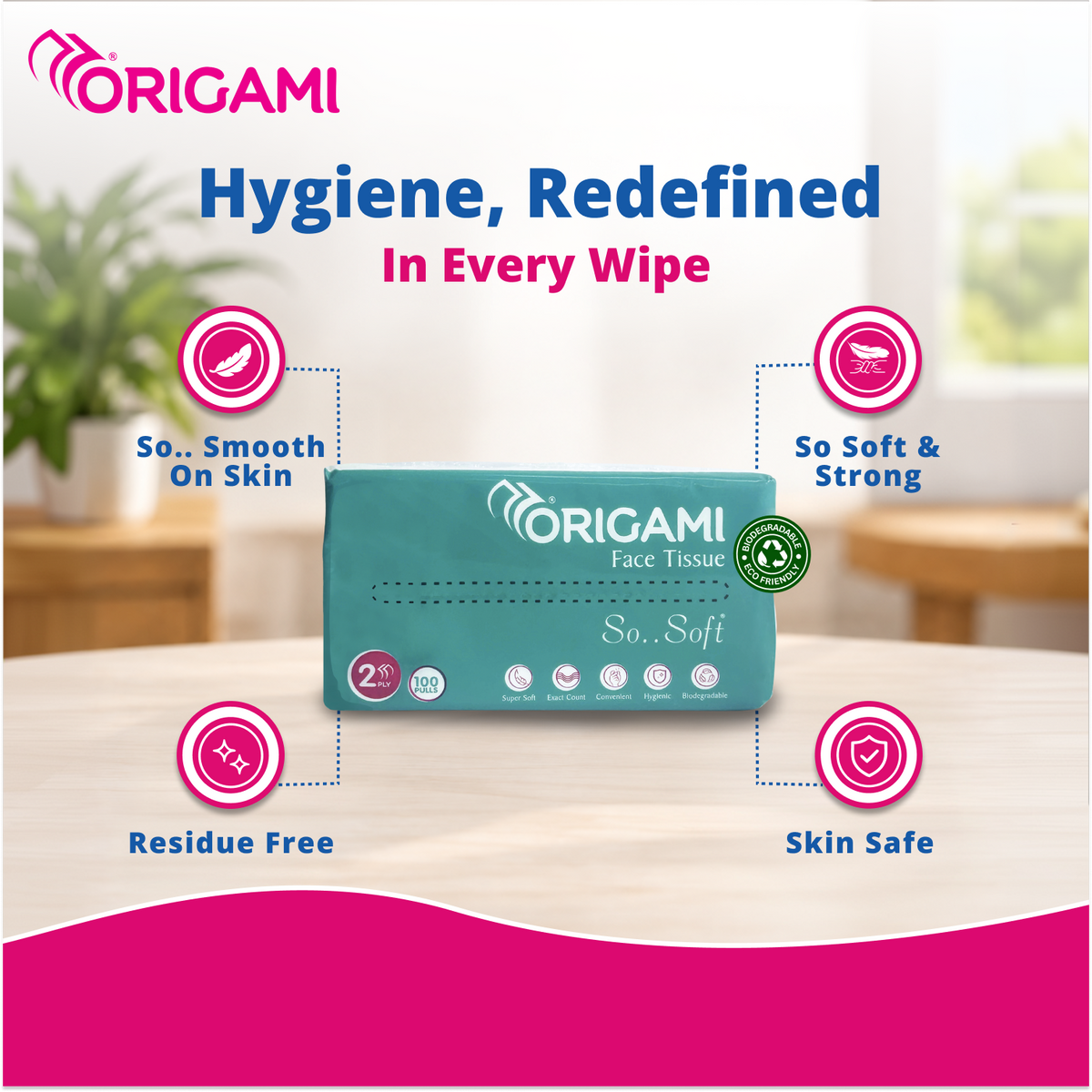 Origami Soft Facial Tissues, Buy 3 Get 3 Free | Pack of 6 | 100 pulls in each pack