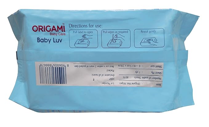 Origami Baby Luv Wet Wipes/Wet Tissues | Paraben Free | 80 Pulls Per Pack