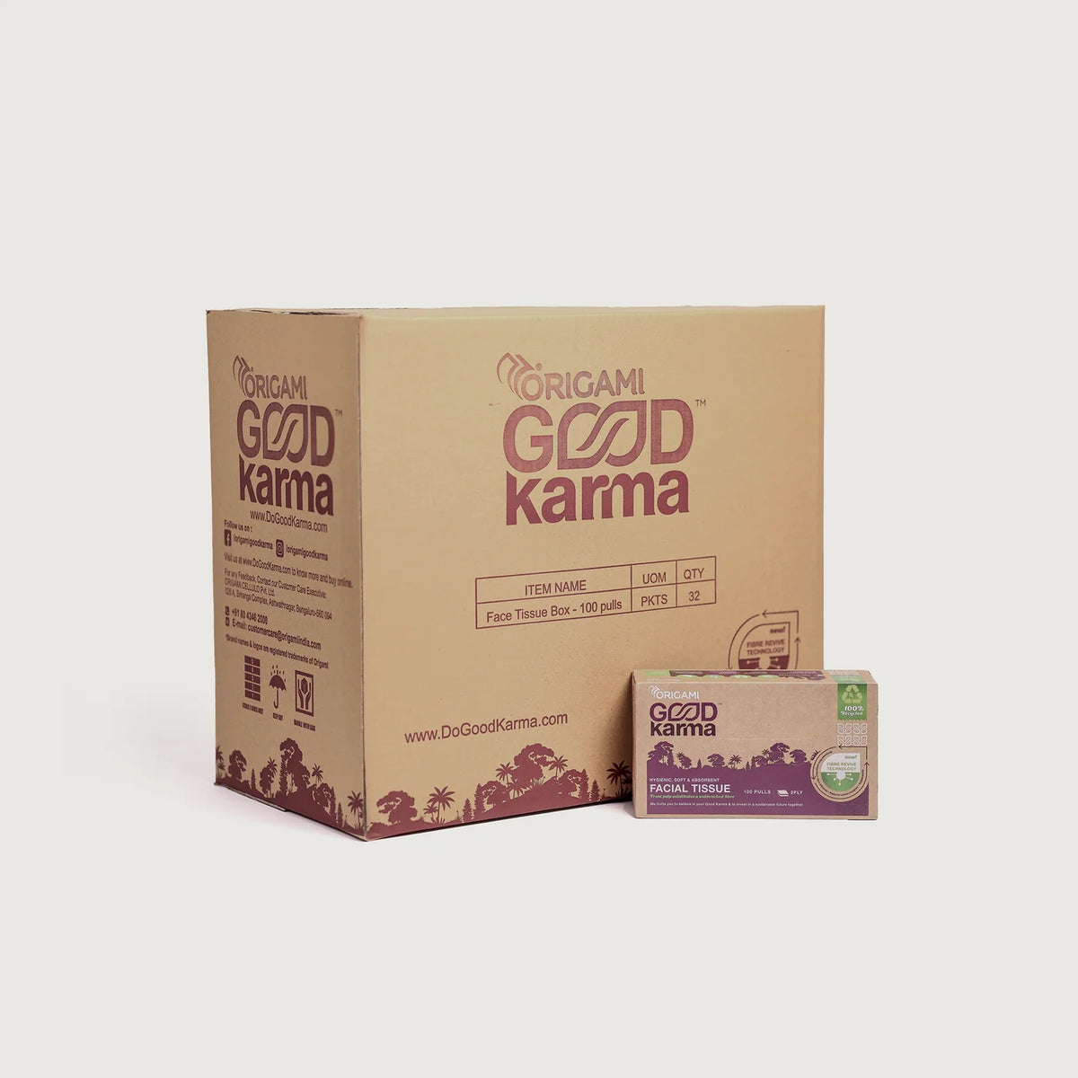 Origami Good Karma Face Tissue Box, 100 Pulls, 2 Ply- Case Pack