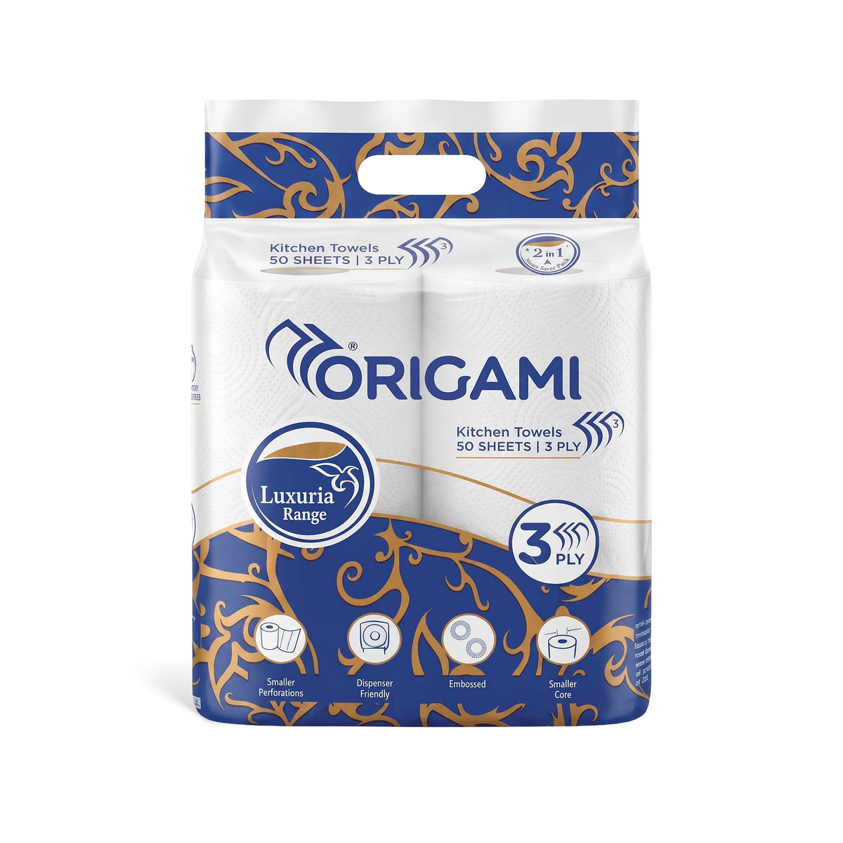Origami Luxuria Kitchen Tissues | 3 Ply | Pack of 2 | 50 Pulls Each