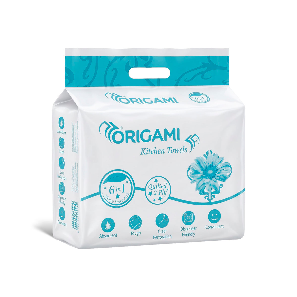 Origami Online Only Kitchen Tissues | 2 Ply | Pack of 6 | 60 Pulls Each