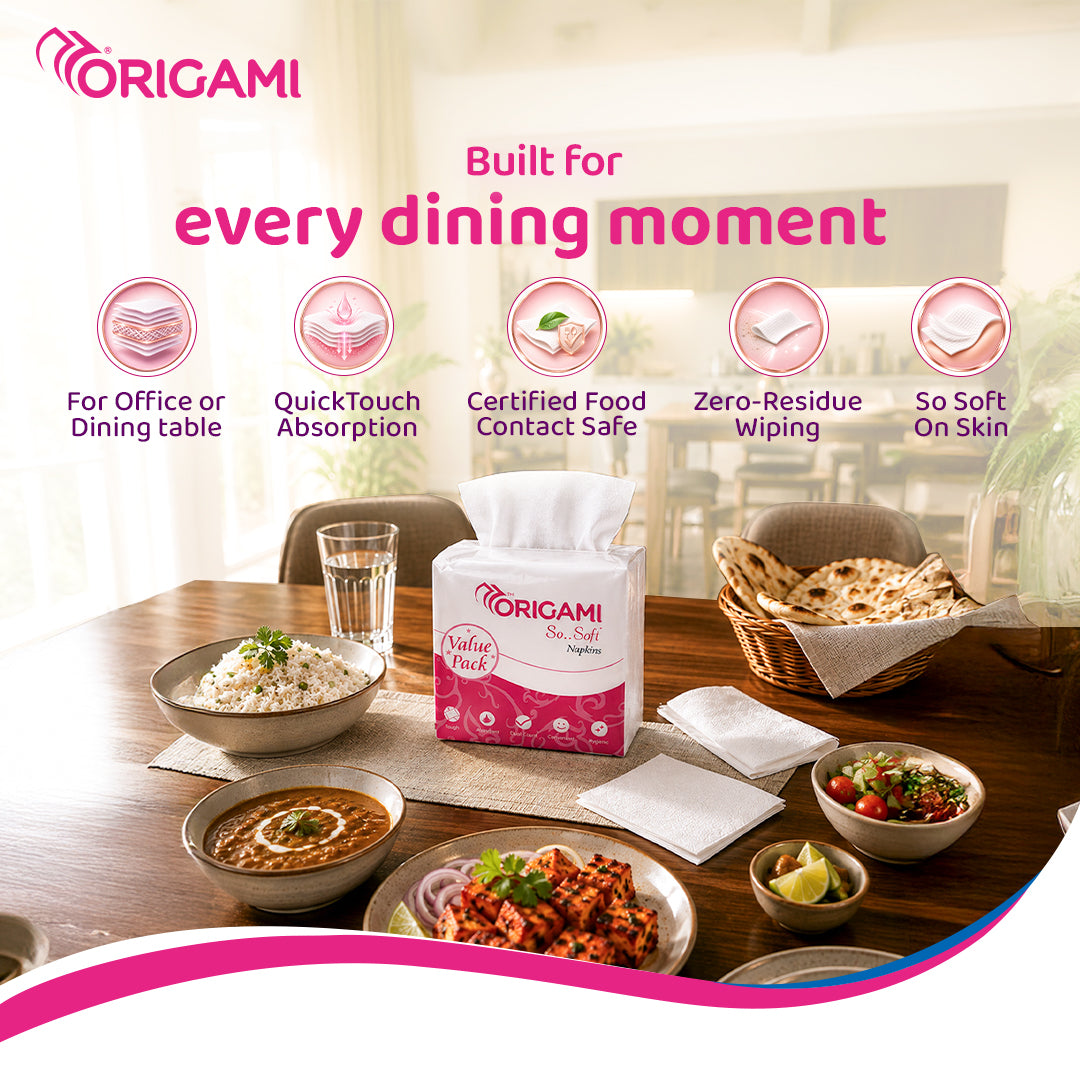 Origami So Soft Plain Napkins | CT | 1 Ply | 100 Pulls Each (Value Pack 100's) Pack of 2