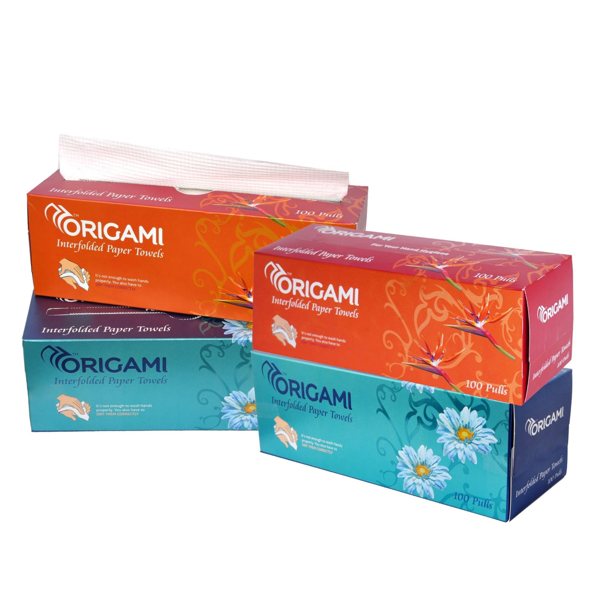 Origami Interfolded Paper Towels | 100 Pulls | 1 Ply | 21cm x 21cm