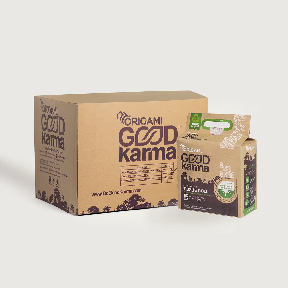 Origami Good Karma Toilet Roll 4 in 1, 3ply- Case Pack