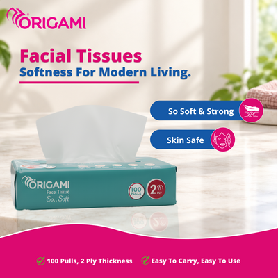 Origami Soft Facial Tissues, Buy 3 Get 3 Free | Pack of 6 | 100 pulls in each pack