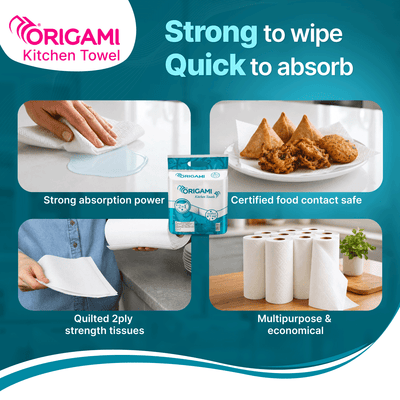 Origami Online Only Kitchen Tissues | 2 Ply | Pack of 6 | 60 Pulls Each