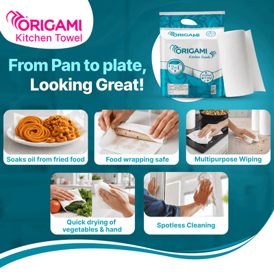 Origami Online Only Kitchen Tissues | 2 Ply | Pack of 6 | 60 Pulls Each