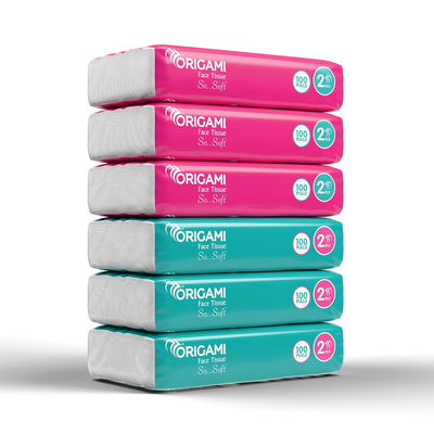 Origami Soft Facial Tissues, Buy 3 Get 3 Free | Pack of 6 | 100 pulls in each pack
