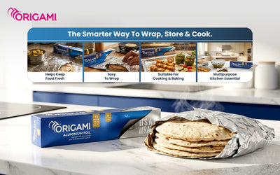 Origami Aluminium Foil, 18 Micron Thick, Heavy Duty Foil for Kitchen, Cooking & Storage