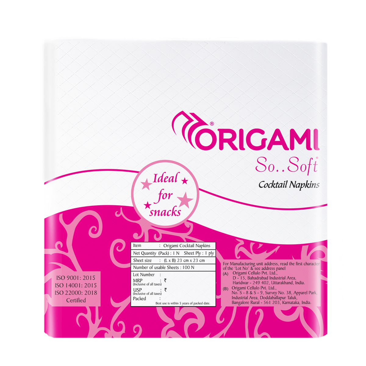Origami So Soft Plain Napkins | CT | 1 Ply
