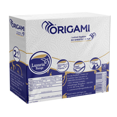 Origami Luxuria Printed Cocktail Napkins I 50 Napkins I 2 Ply I 32cm x 32cm