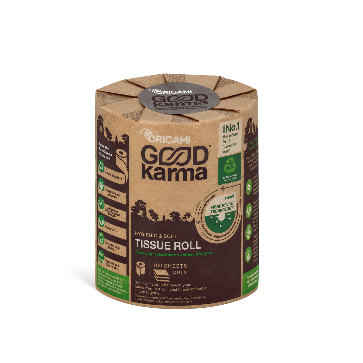 Good Karma Toilet Tissue Roll, 4 in 1, 260 Sheets, 3 Ply, 9.5cm x 10cm