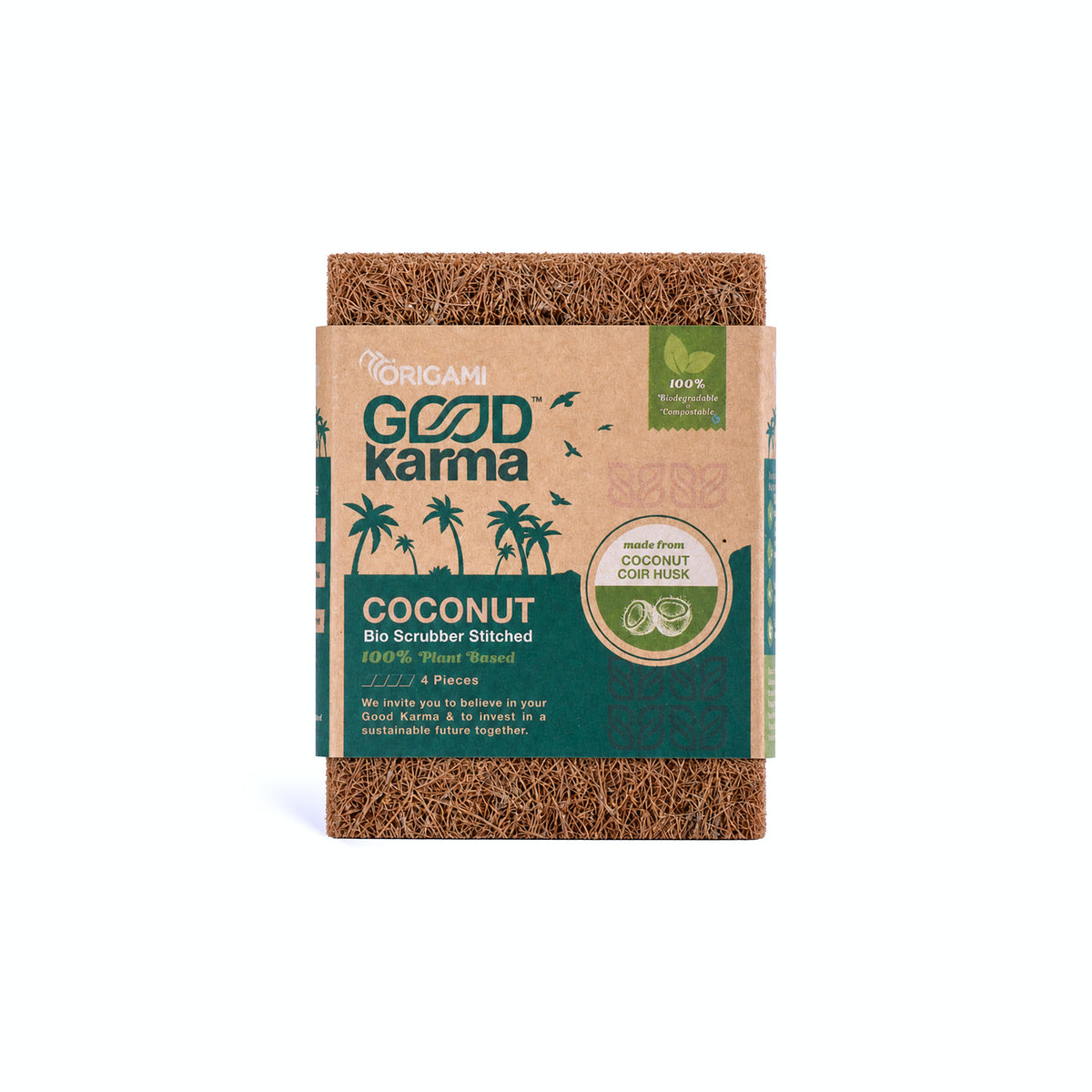Good Karma Coconut Bio Scrubber - Pack of 4 | Non-Scratch Multipurpose Cleaning Pad