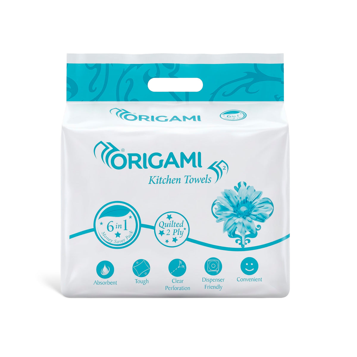 Origami Online Only Kitchen Tissues | 2 Ply | Pack of 6 | 60 Pulls Each