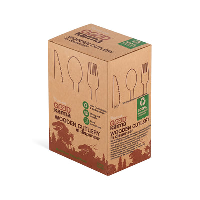 Good Karma Wooden Cutlery Set – 180 Pc Biodegradable Eco-Friendly