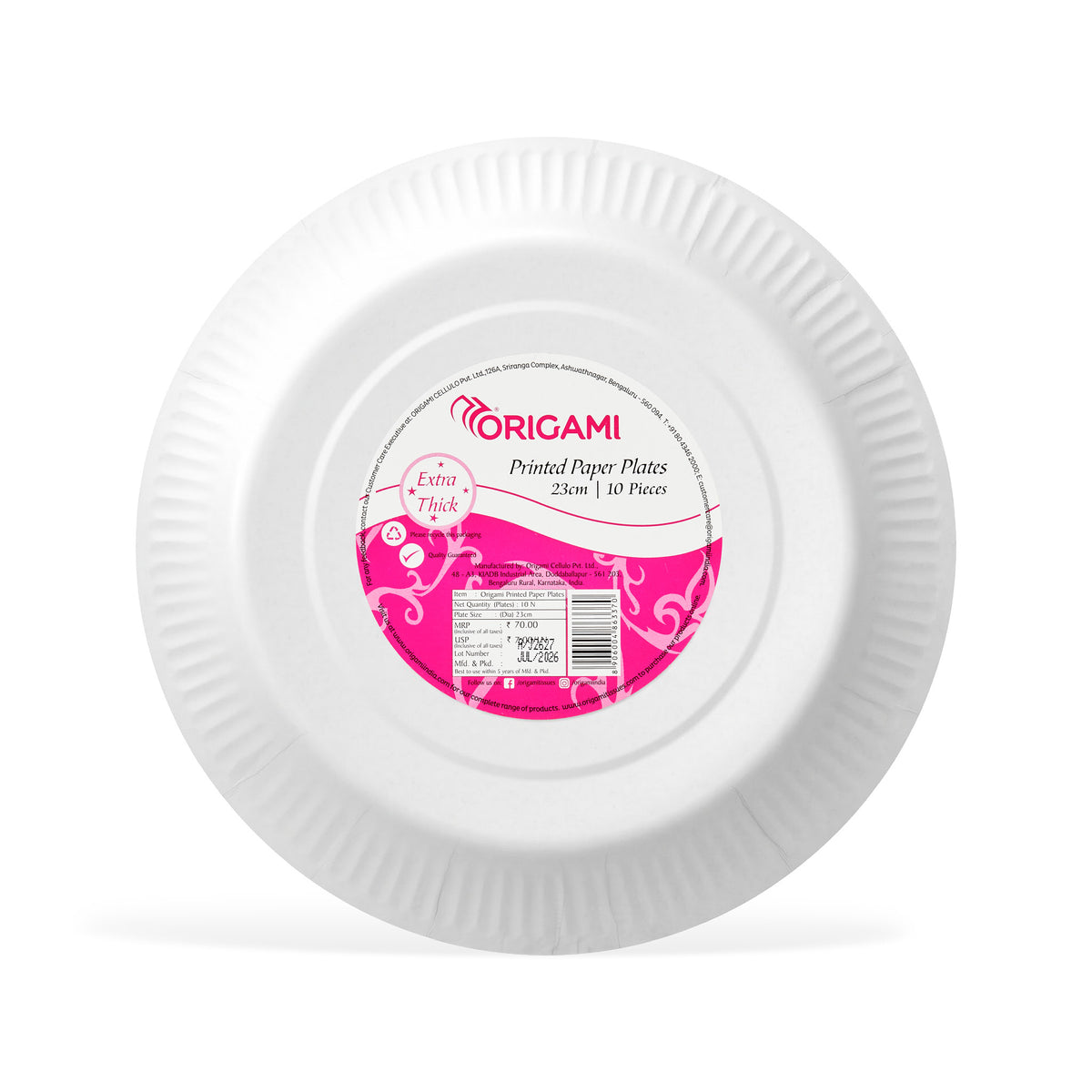 Origami Plain Disposable Plates - 19 or 23 cm | Pack of 20