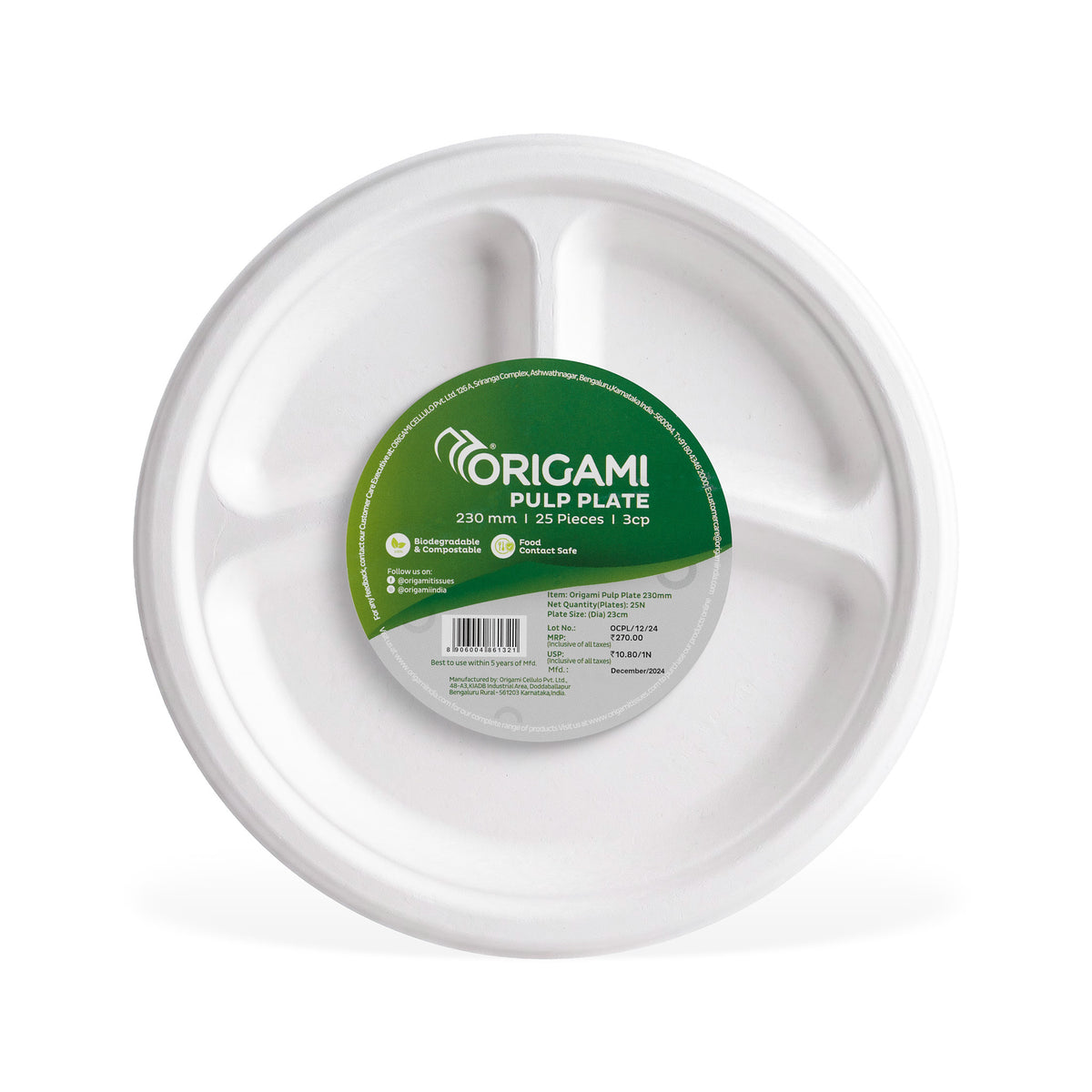 Bio Pulp Round Disposable Plates - 9 or 10 Inch | 3 CP, 3-compartment | Pack of 25