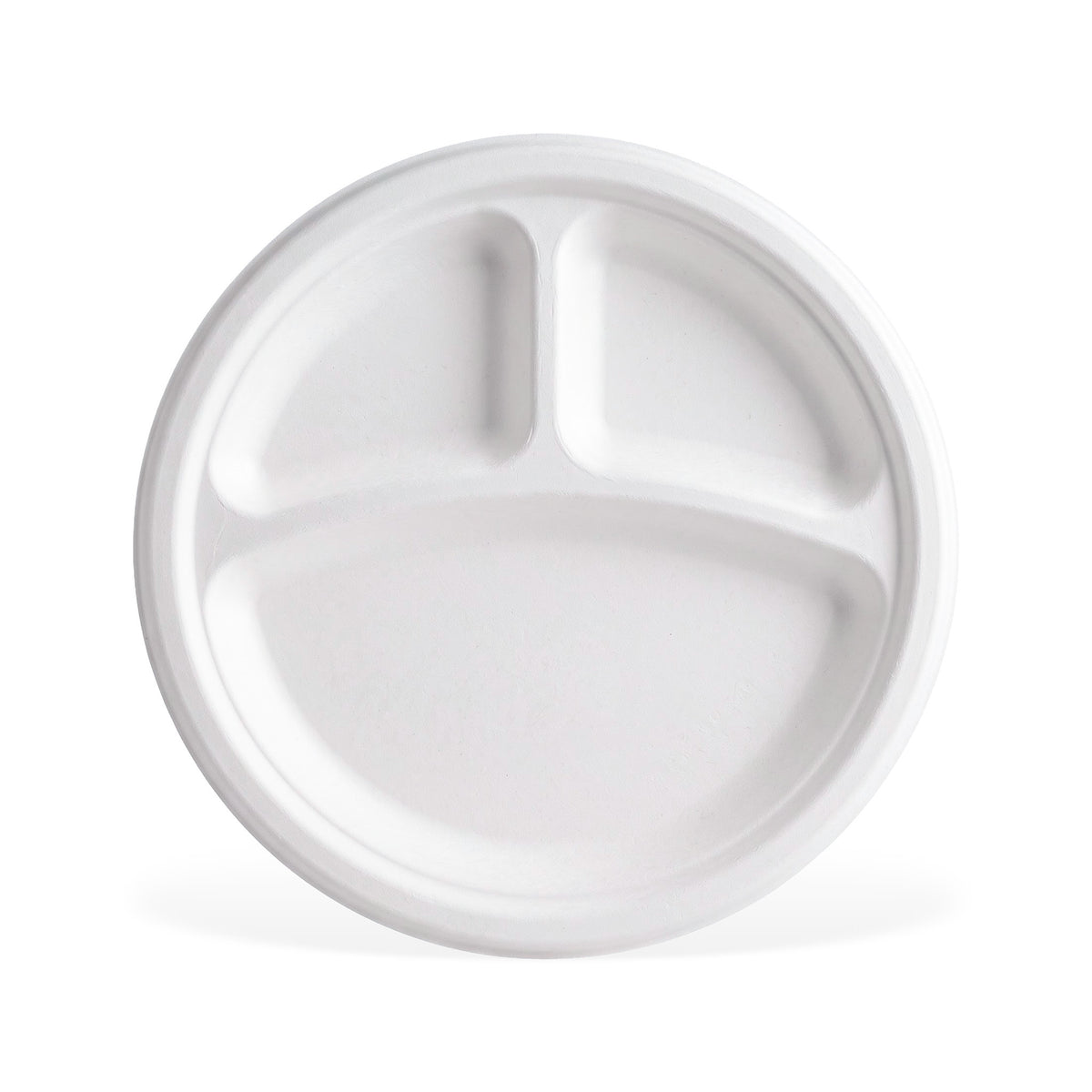 Bio Pulp Round Disposable Plates - 9 or 10 Inch | 3 CP, 3-compartment | Pack of 25