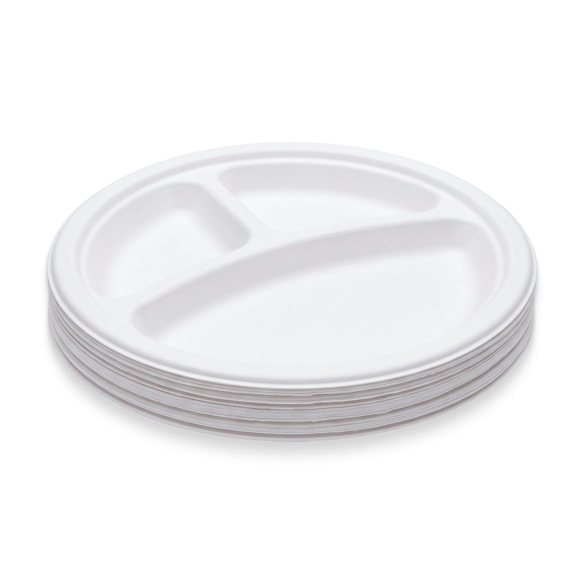 Bio Pulp Round Disposable Plates - 9 or 10 Inch | 3 CP, 3-compartment | Pack of 25