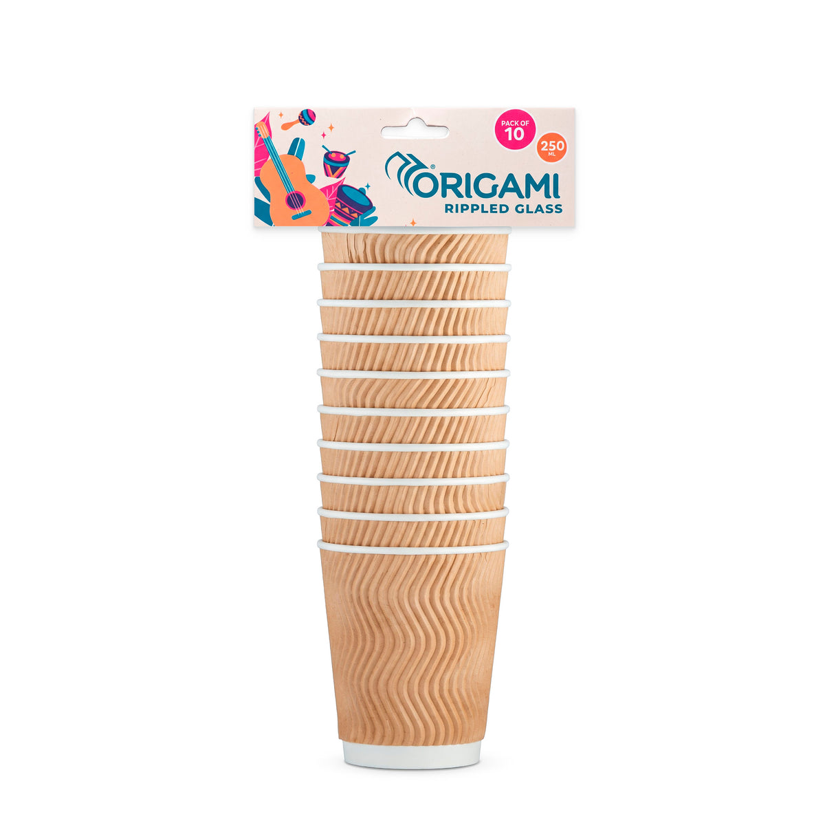 Origami Disposable and Leakproof Party Rippled Paper Cups, | 10N | 250ml