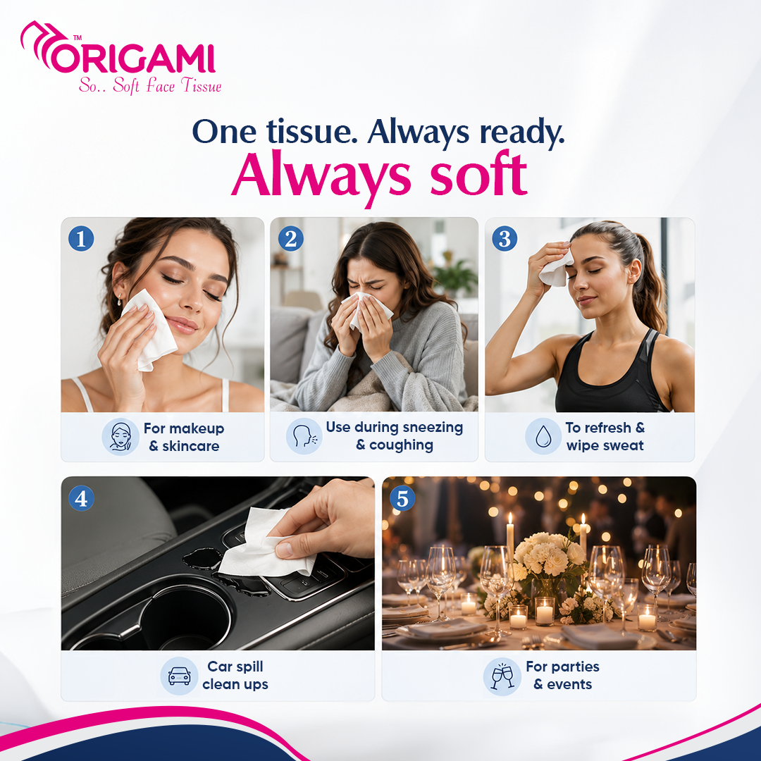 Origami So Soft Face Tissues, 100 Pulls, 2 Ply, 19cm x 20cm