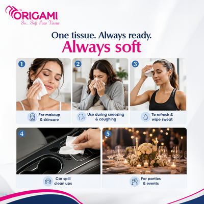 Origami So Soft Face Tissues, 100 Pulls, 2 Ply, 19cm x 20cm