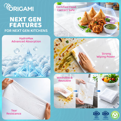 Origami Luxuria Kitchen Tissues | 3 Ply | Pack of 2 | 50 Pulls Each