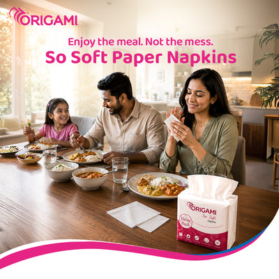 Origami So Soft Napkins (Table-Top) | 50 Serviettes | 2 Ply | Plain | 30cm x 30cm