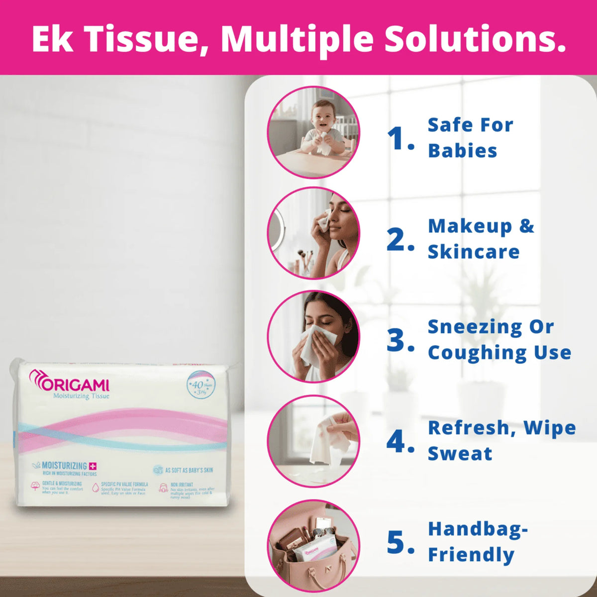 Origami Moisturizing Tissue | 40 Pulls | 3 Ply | Ultra Soft