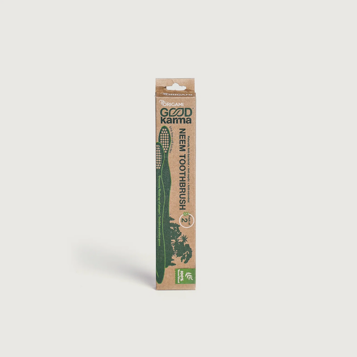 Origami Good Karma Neem Tooth Brush | Soft Bristles - Eco-Friendly with Biodegradable Handle