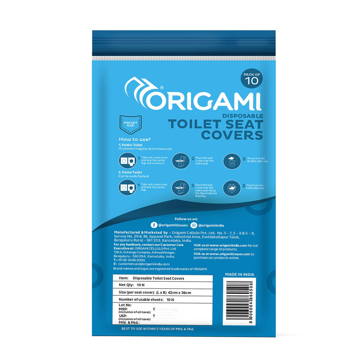 Disposable Toilet Seat Cover | 42cm x 36cm | 10N | Easy to Dispose and Eco-Friendly