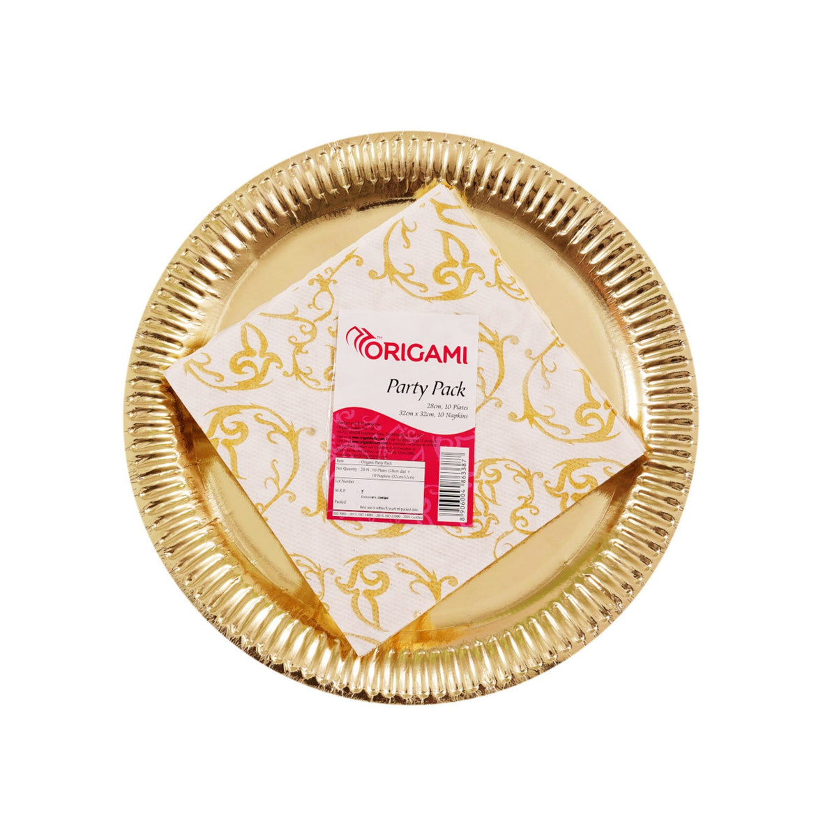 Origami Plates and Napkins Combo | 10 Plain Plates (28 cm) and 10 Printed Napkins (32 cm)