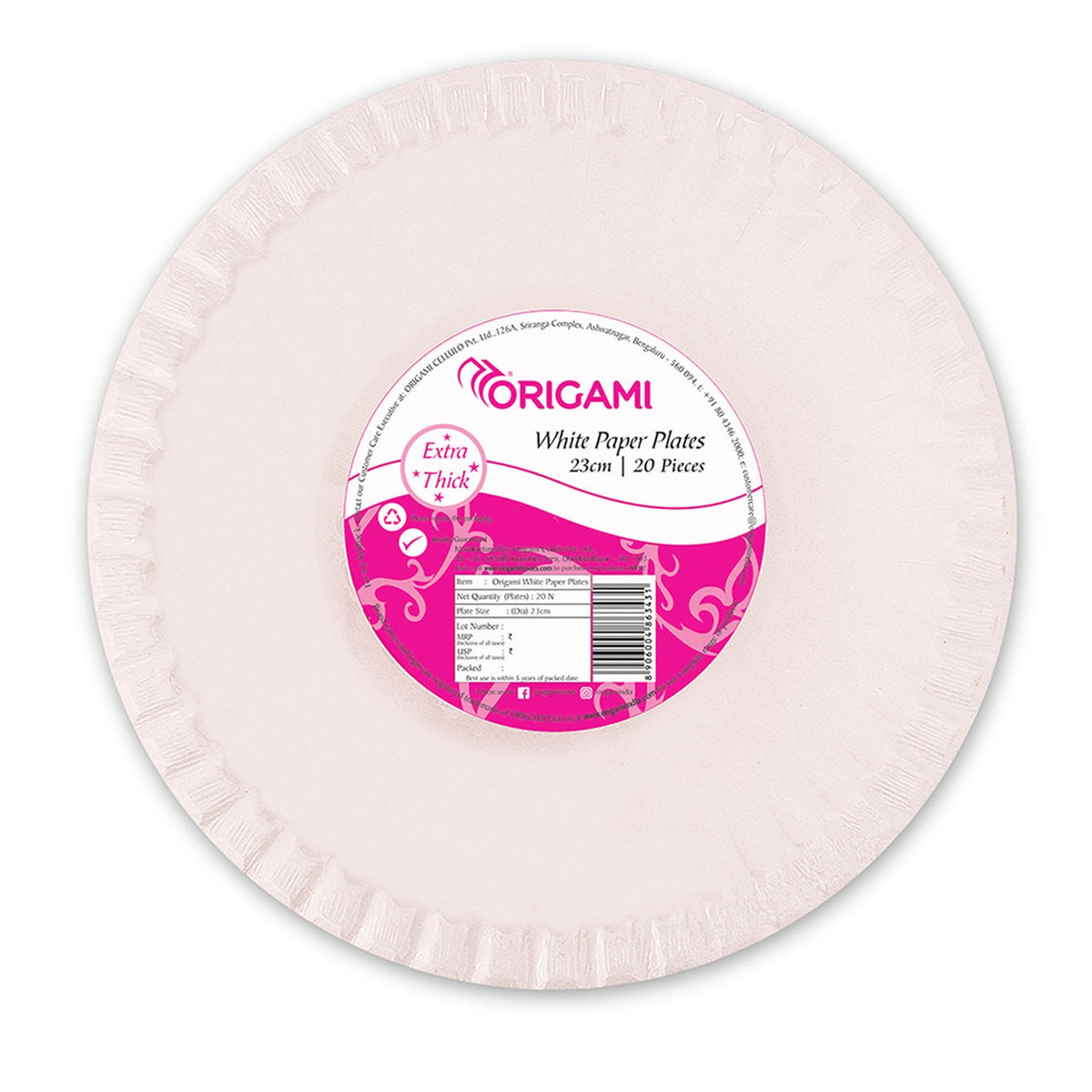 Origami Plain Disposable Plates - 19 or 23 cm | Pack of 20