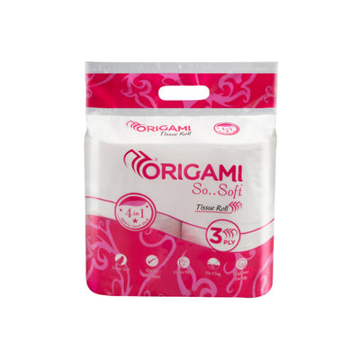 Origami So Soft Toilet Tissue Roll | 4 in 1, 340 Pulls | 3 Ply 10cm x 9.8cm