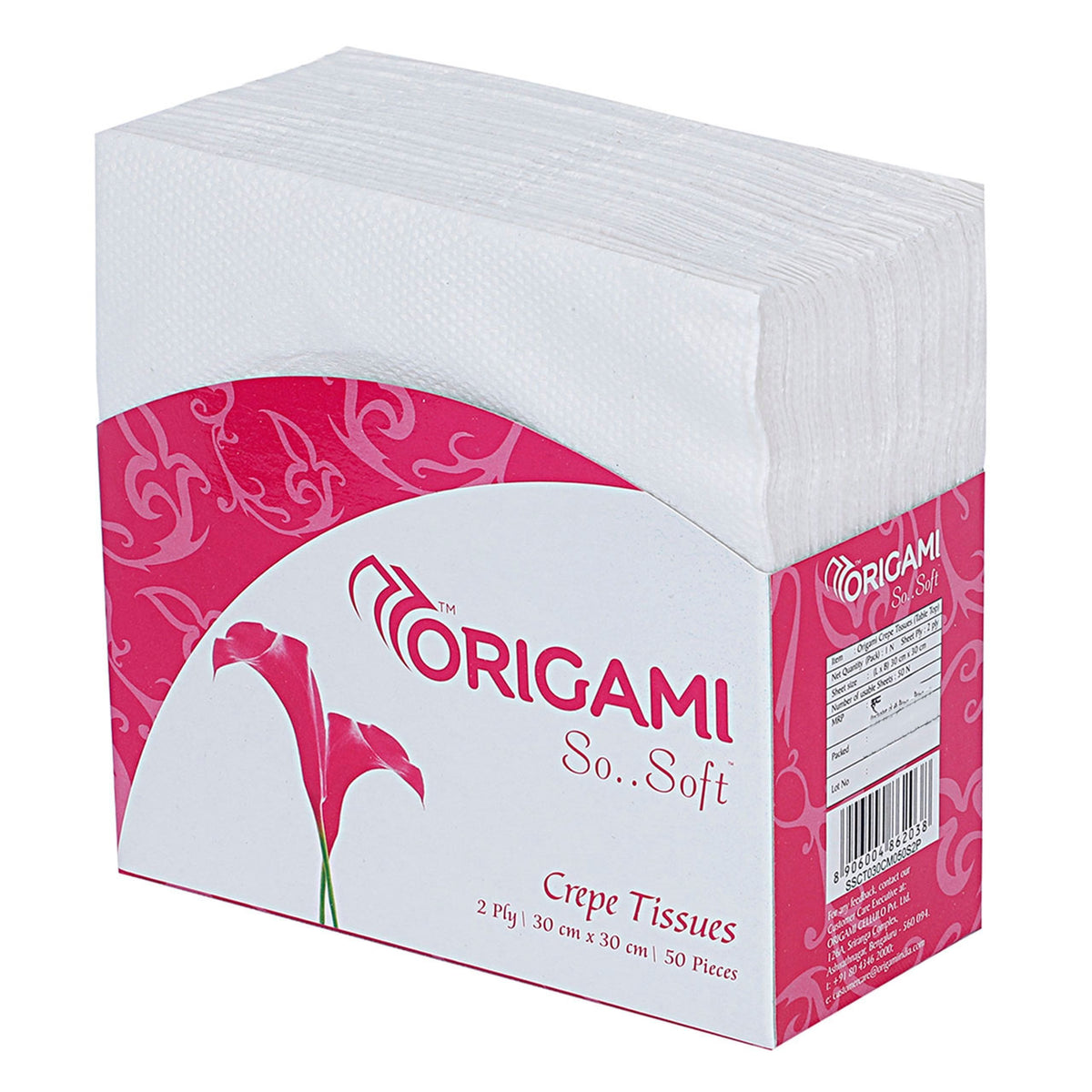 Origami So Soft Napkins (Table-Top) | 50 Serviettes | 2 Ply | Plain | 30cm x 30cm