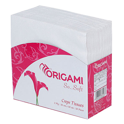 Origami So Soft Napkins (Table-Top) | 50 Serviettes | 2 Ply | Plain | 30cm x 30cm