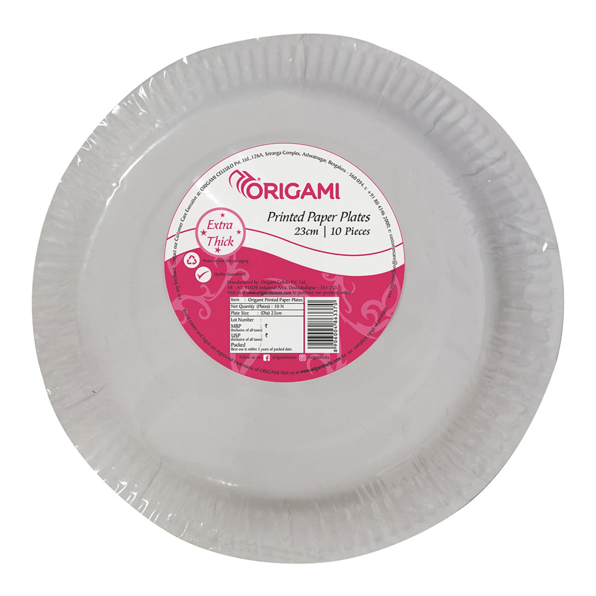 Origami Printed Disposable Plates - 23 cm | Pack of 10 | Food Safe