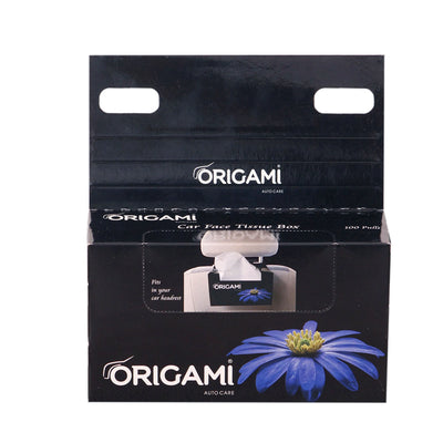 Origami Facial Tissue Car Box with Easy-Fit Headrest Hanger, 100 Pulls, 2 Ply, 15cm x 20cm