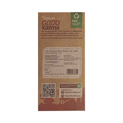 Good Karma Wooden Cutlery Set, 60 Spoons Forks and Knives | 100% Biodegradable Compostable | Eco-Friendly Disposable Cutlery | Food-Grade Natural Wood