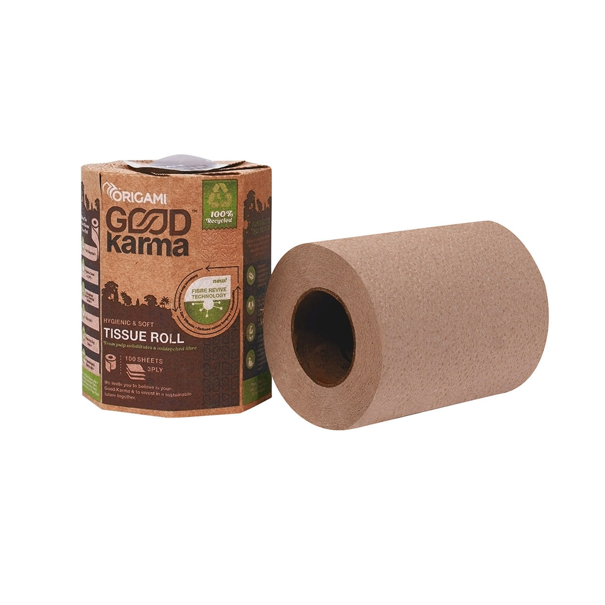 Good Karma Toilet Tissue Roll, 100 Sheets, 3 Ply, 9.5cm x 10cm