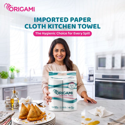Origami Paper Cloth Towel | 48 Pulls | 1 Ply | Washable and Reusable | 7X Oil and Water Absorption