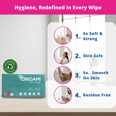 Origami So Soft Facial Tissues | 2 Ply | Pack of 4 | 100 Pulls Each