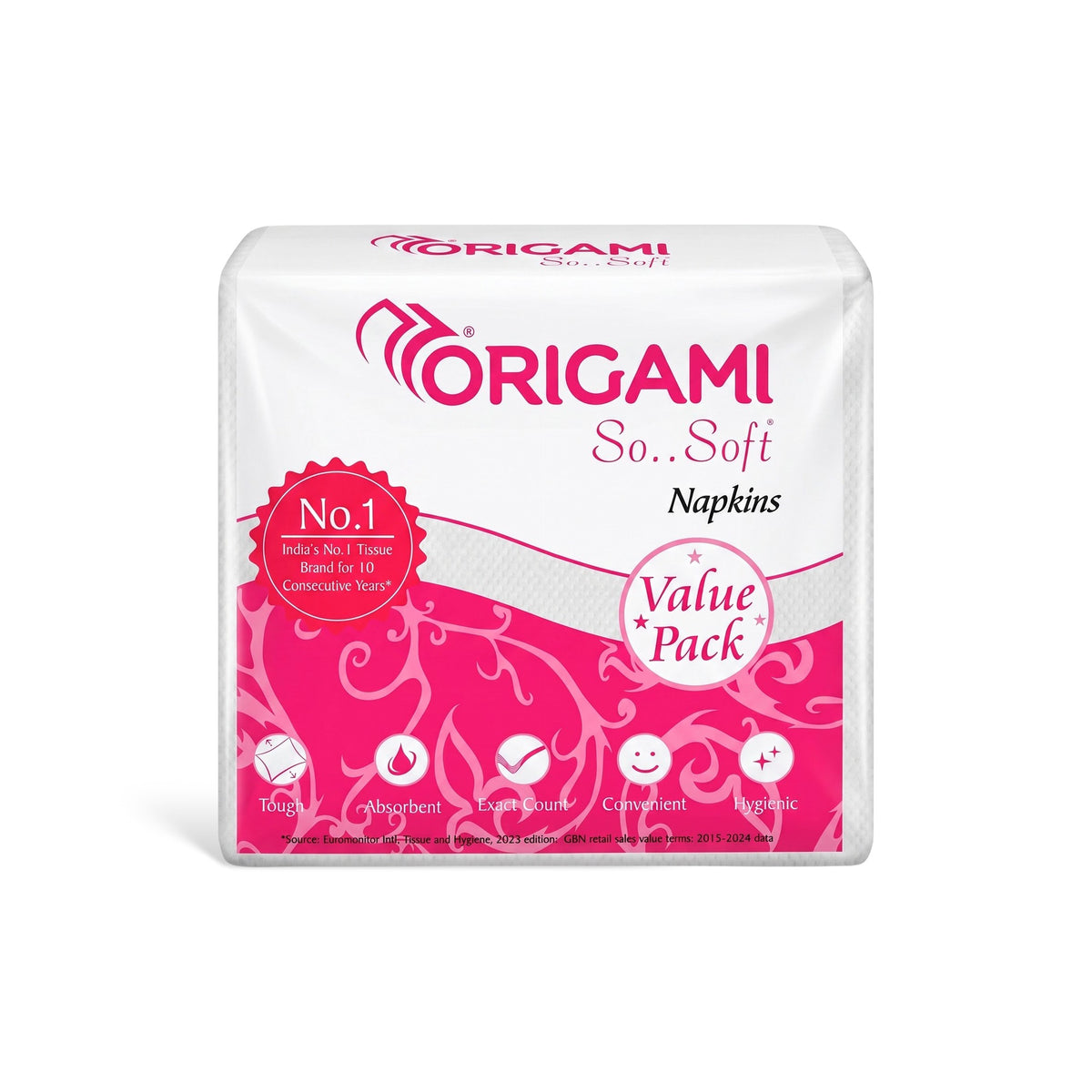 Origami So Soft Plain Napkins | CT | 1 Ply | 100 Pulls Each (Value Pack 100's) Pack of 2