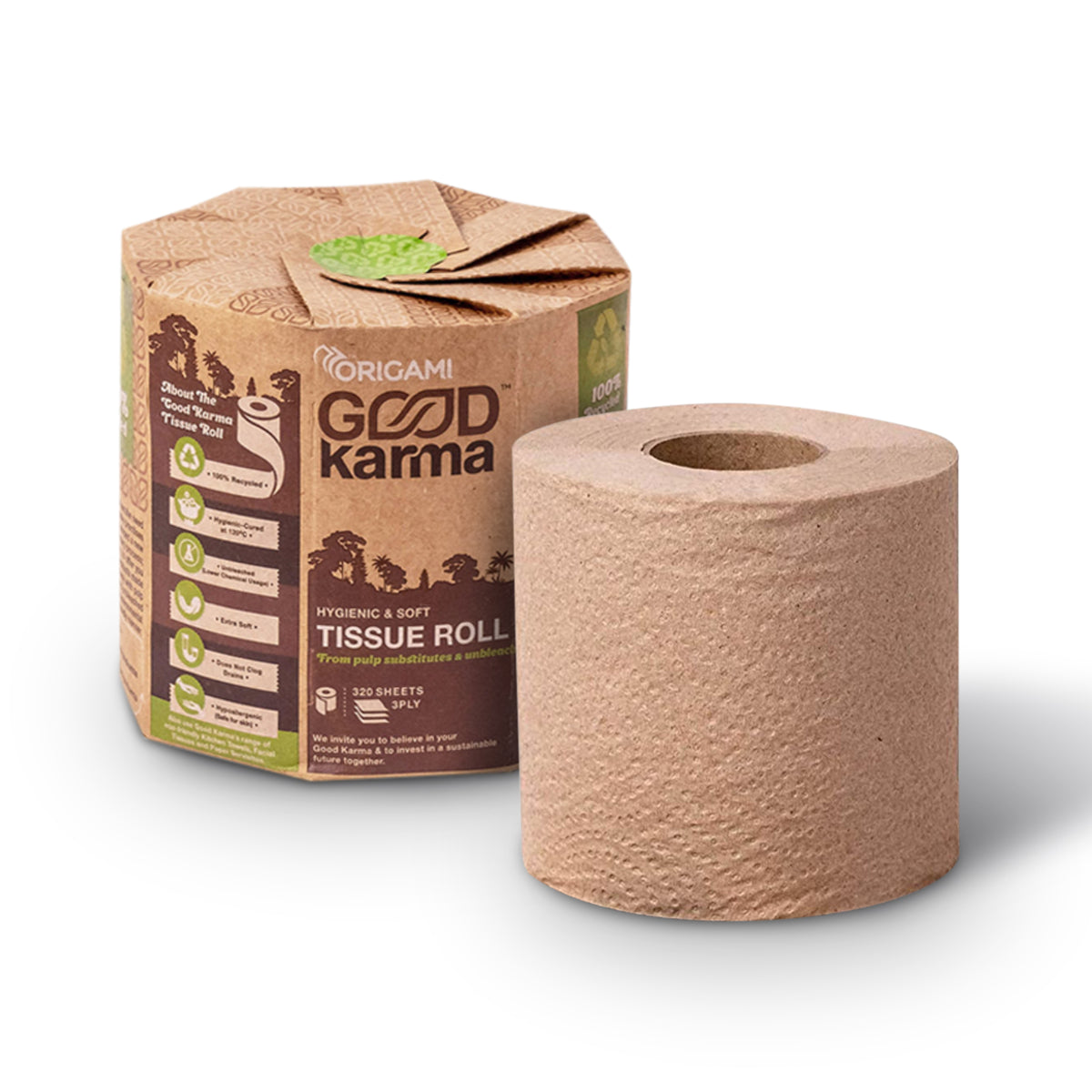 Good Karma Toilet Tissue Roll, 4 in 1, 260 Sheets, 3 Ply, 9.5cm x 10cm
