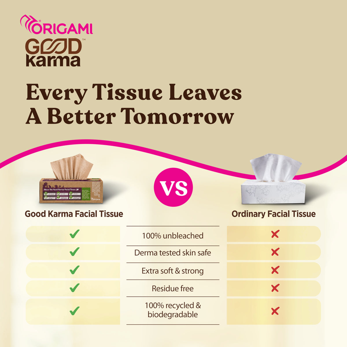 Good Karma Pillow Face Tissue, 50 Pulls, 2 Ply